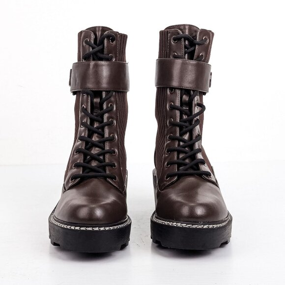 Calvin Klein Women Carabel Brown Vegan Leather Platform Combat Boots size 9 - Picture 2 of 8